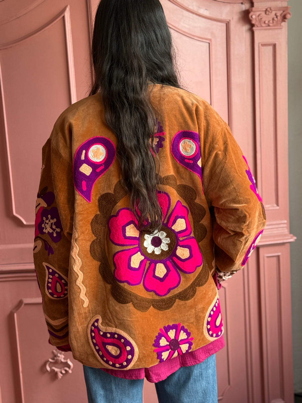TOUT - Brown velvet Flower Jacket