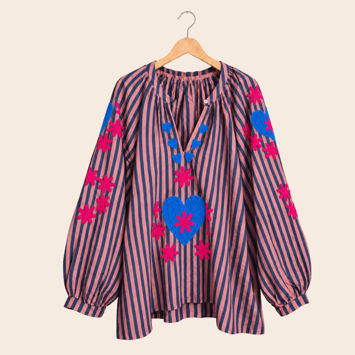TOUT - SET OF 10 Blouses Stripe Heart PREORDER (end of October)