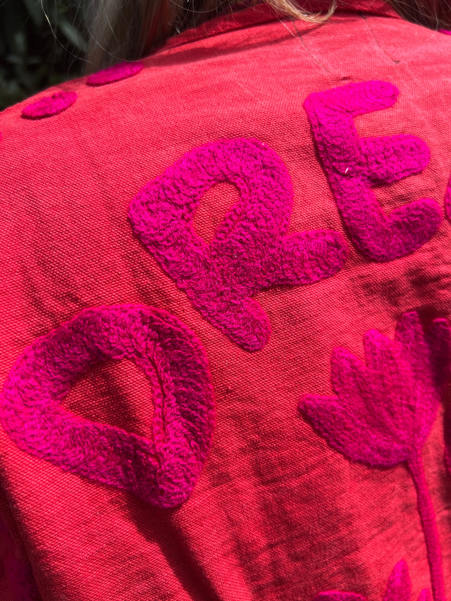 Cotton embroidery jacket DREAM pink red panter NW
