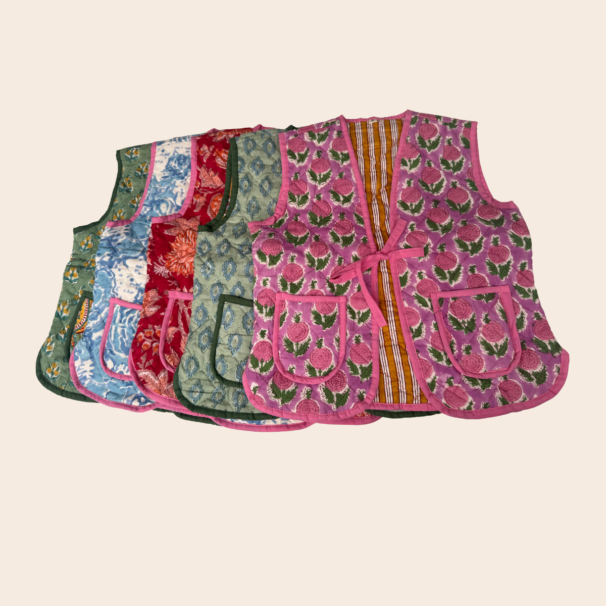 TOUT- Set of 5 Gilet Juna Blockprint Assorti 2Y