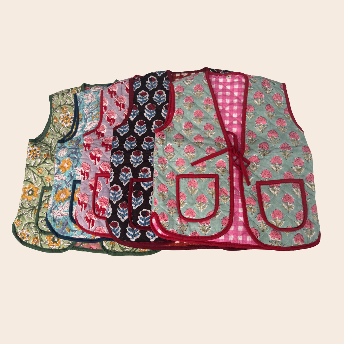 TOUT- Set of 5 Gilet Juna Blockprint Assorti 4Y