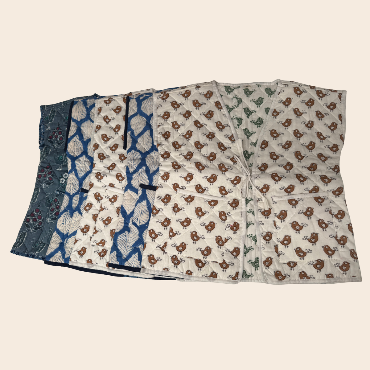 TOUT- Set of 5 Kids Vest kapmouw Livia Blockprint Assorti 4Y