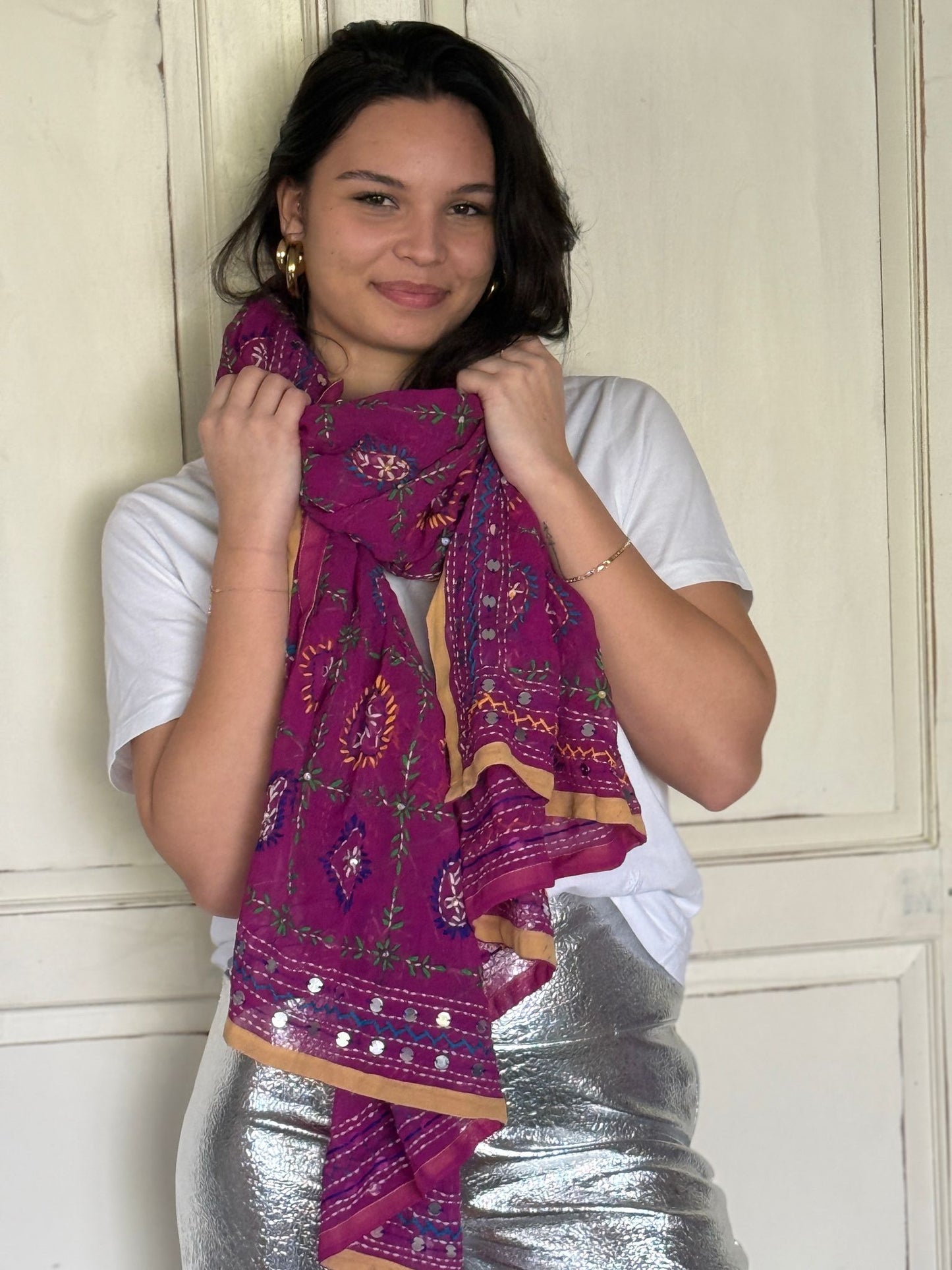 Phulkari sjaal Paars