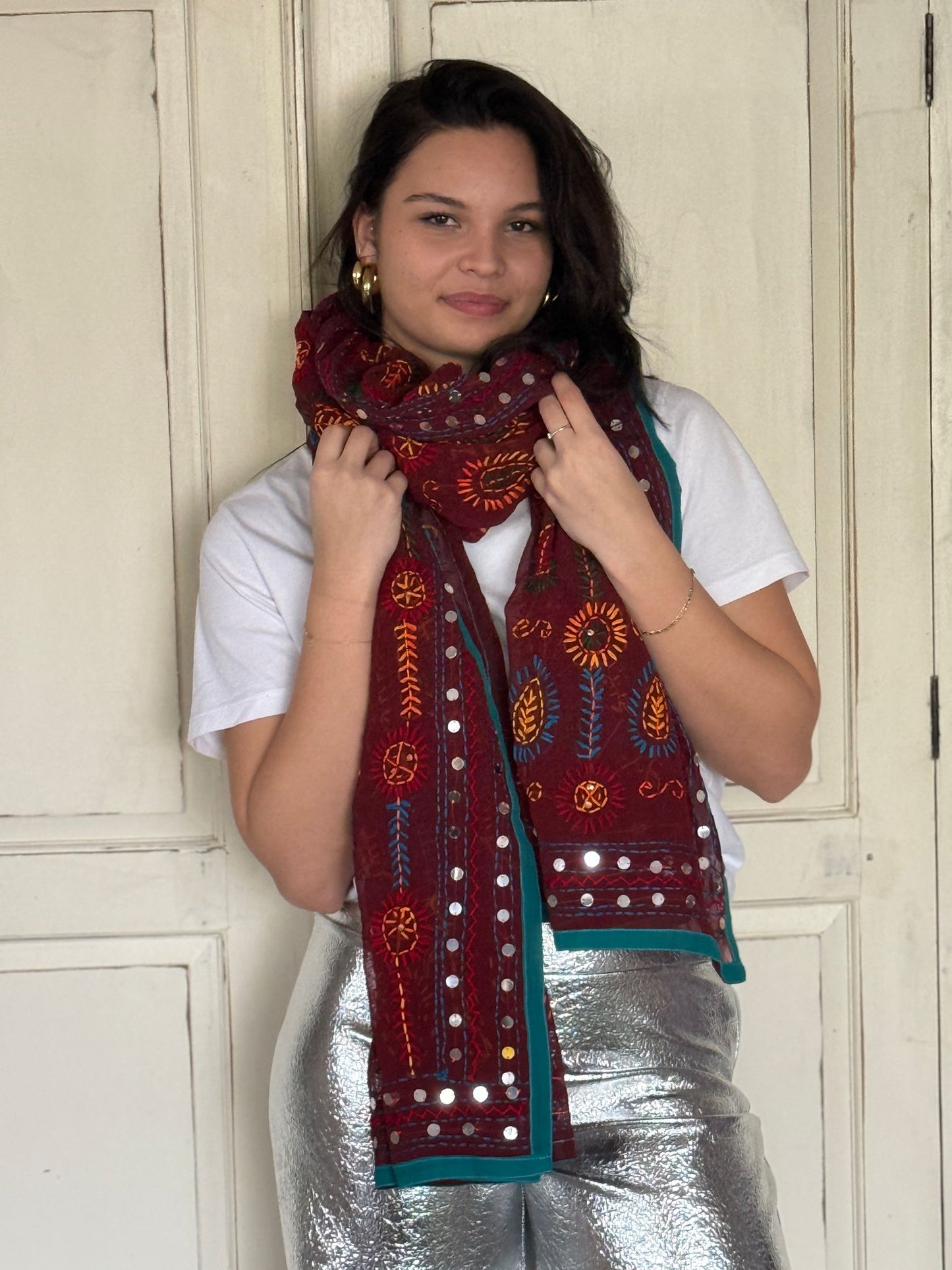 Phulkari sjaal Paars rood