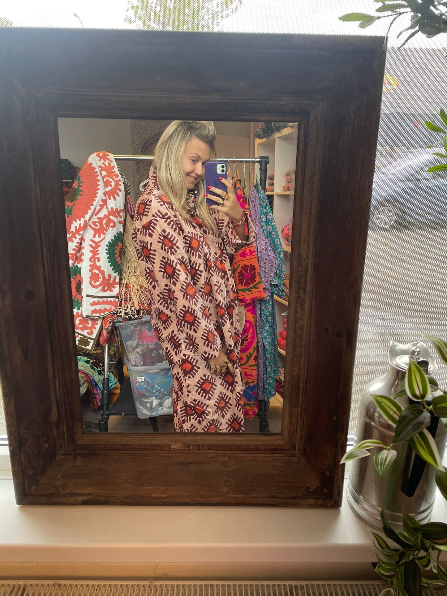 Long velvet kimono creme
