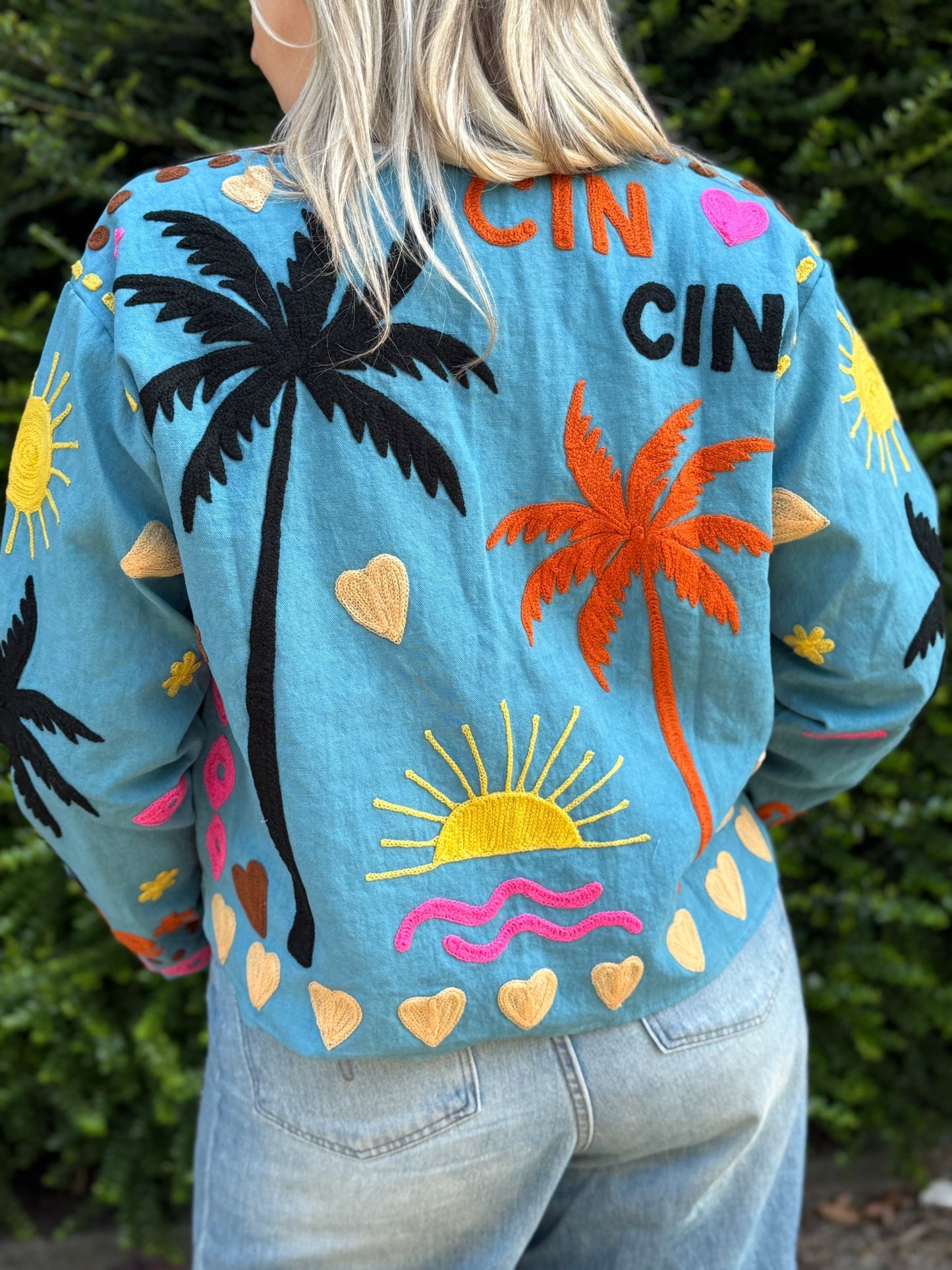 Cotton embroidery jacket CINCIN BLAUW