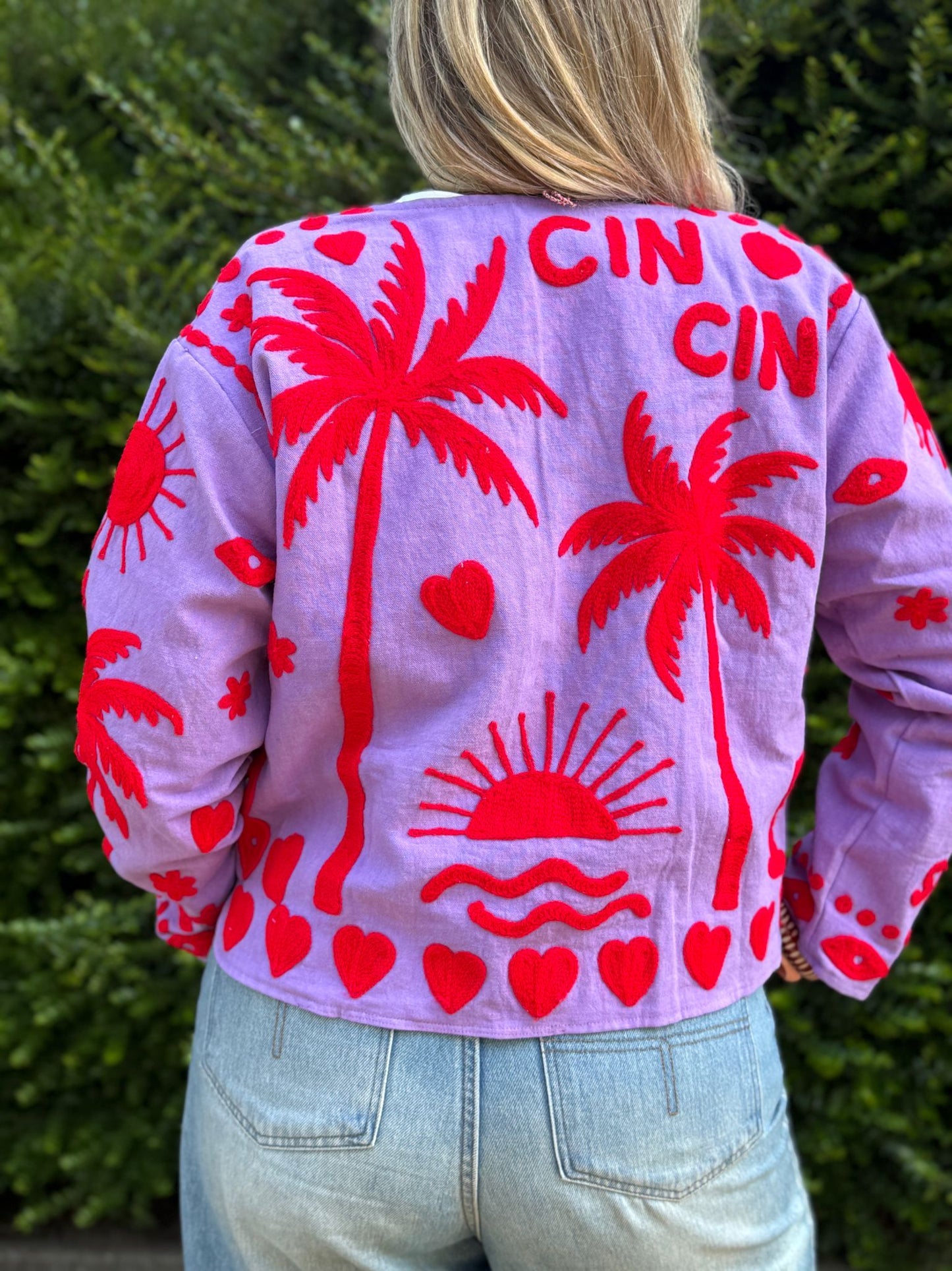 Cotton embroidery jacket CINCIN paars