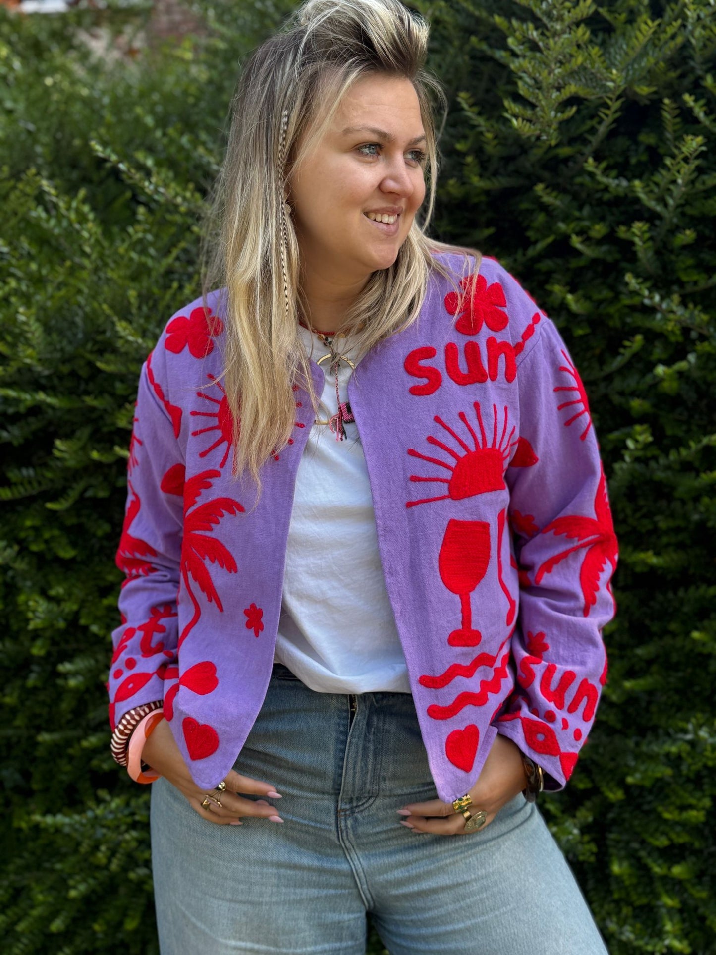 Cotton embroidery jacket CINCIN paars