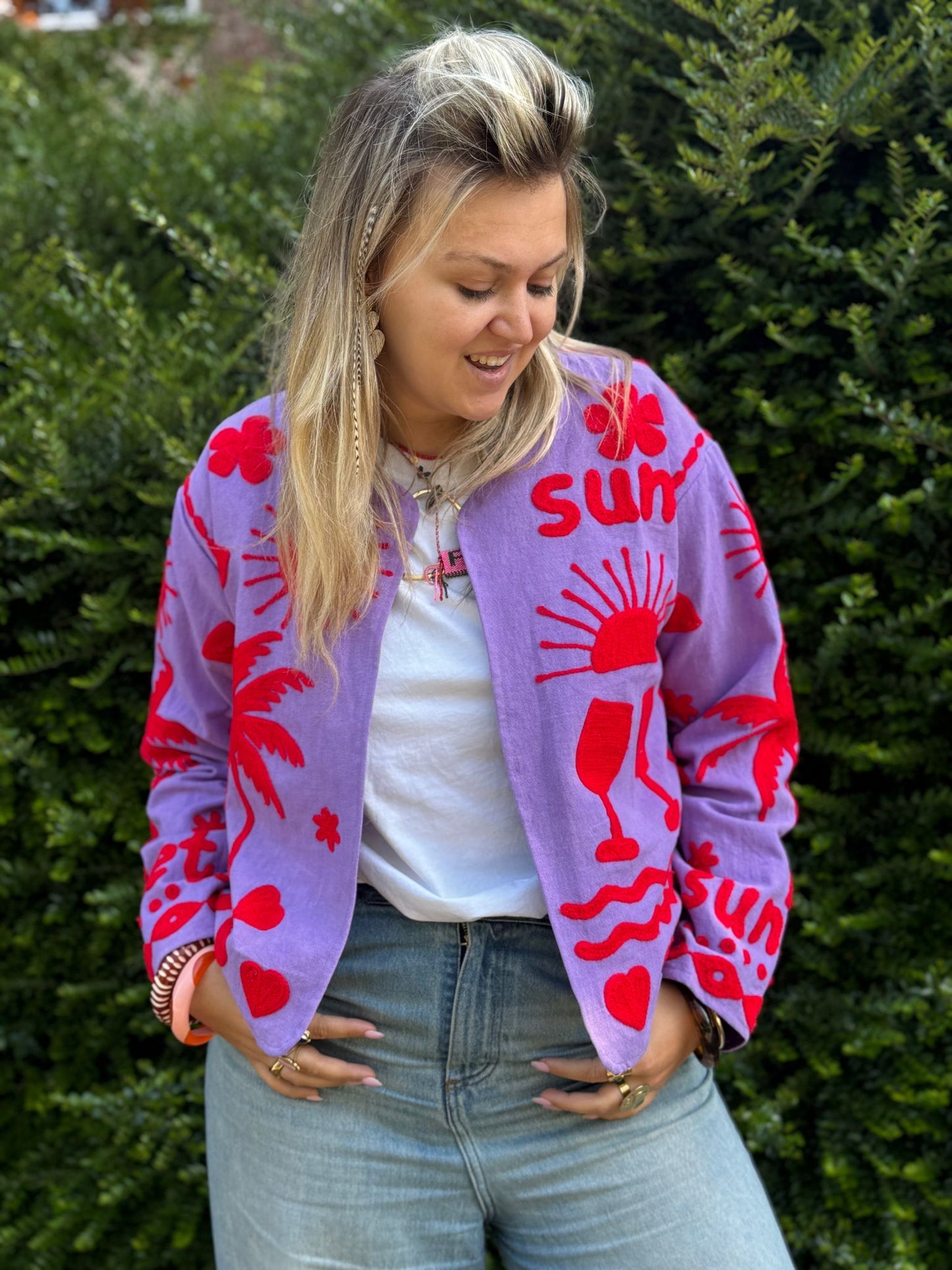 Cotton embroidery jacket CINCIN paars