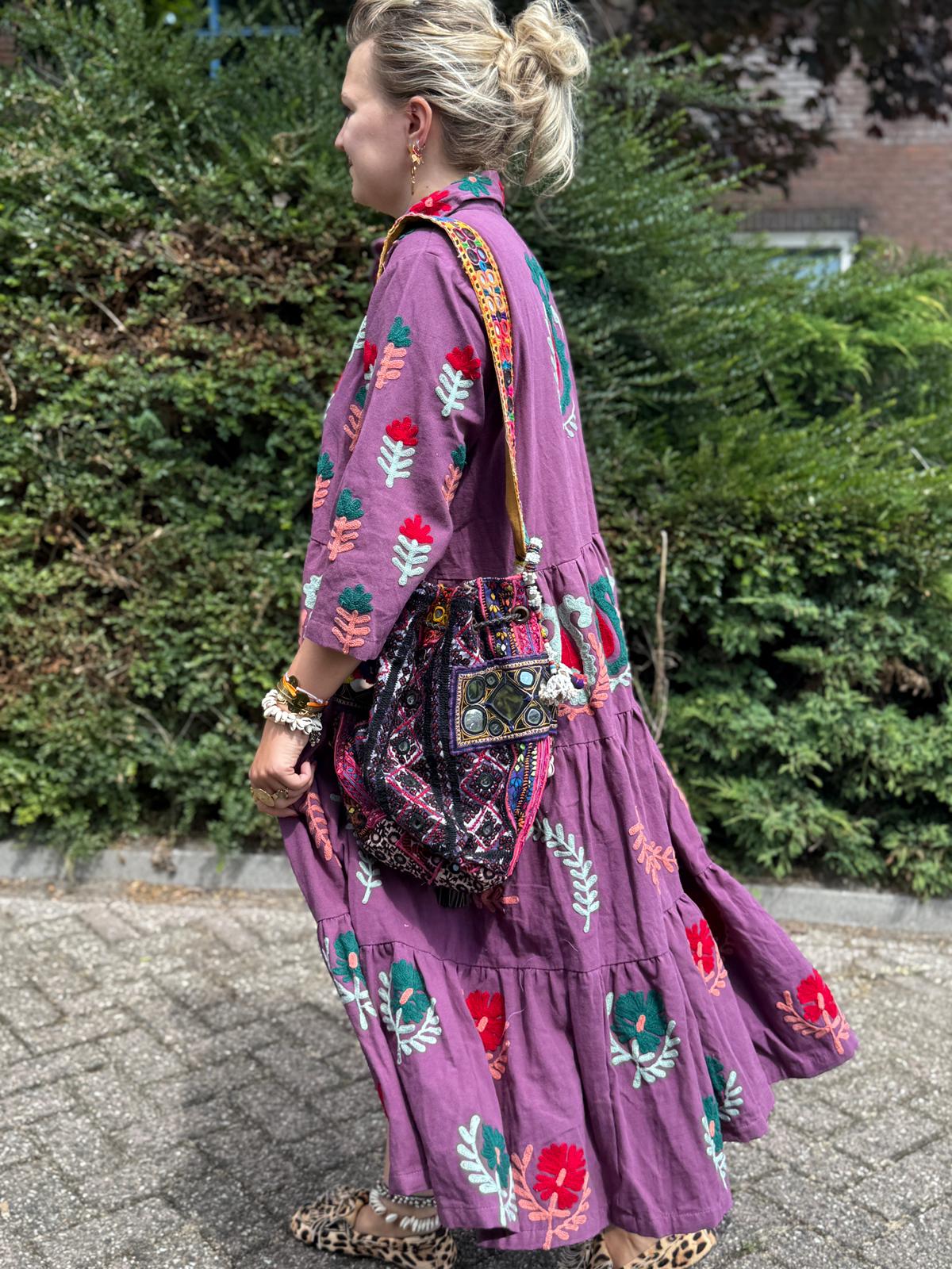Embroidery jurk Purple