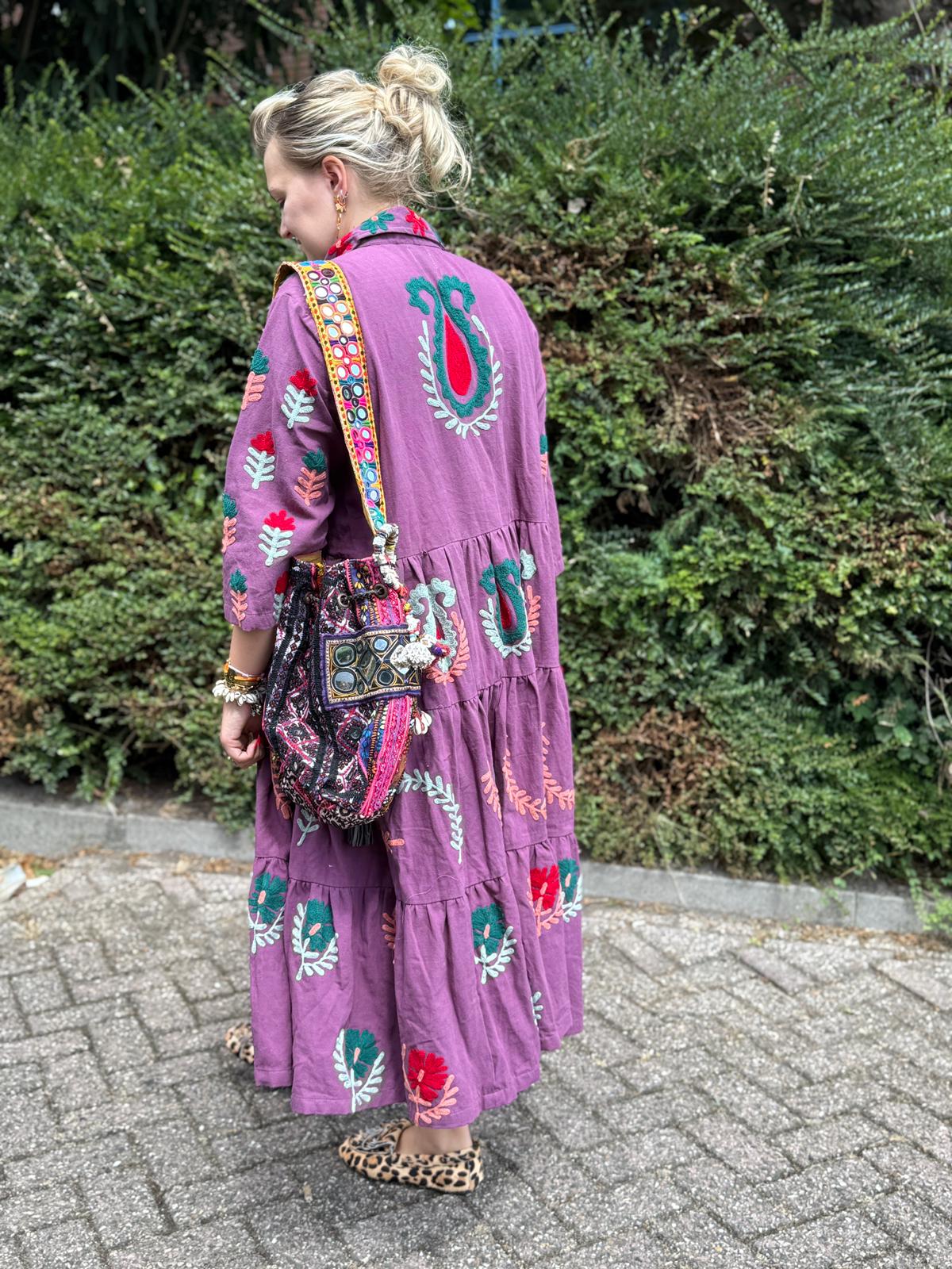 Embroidery jurk Purple
