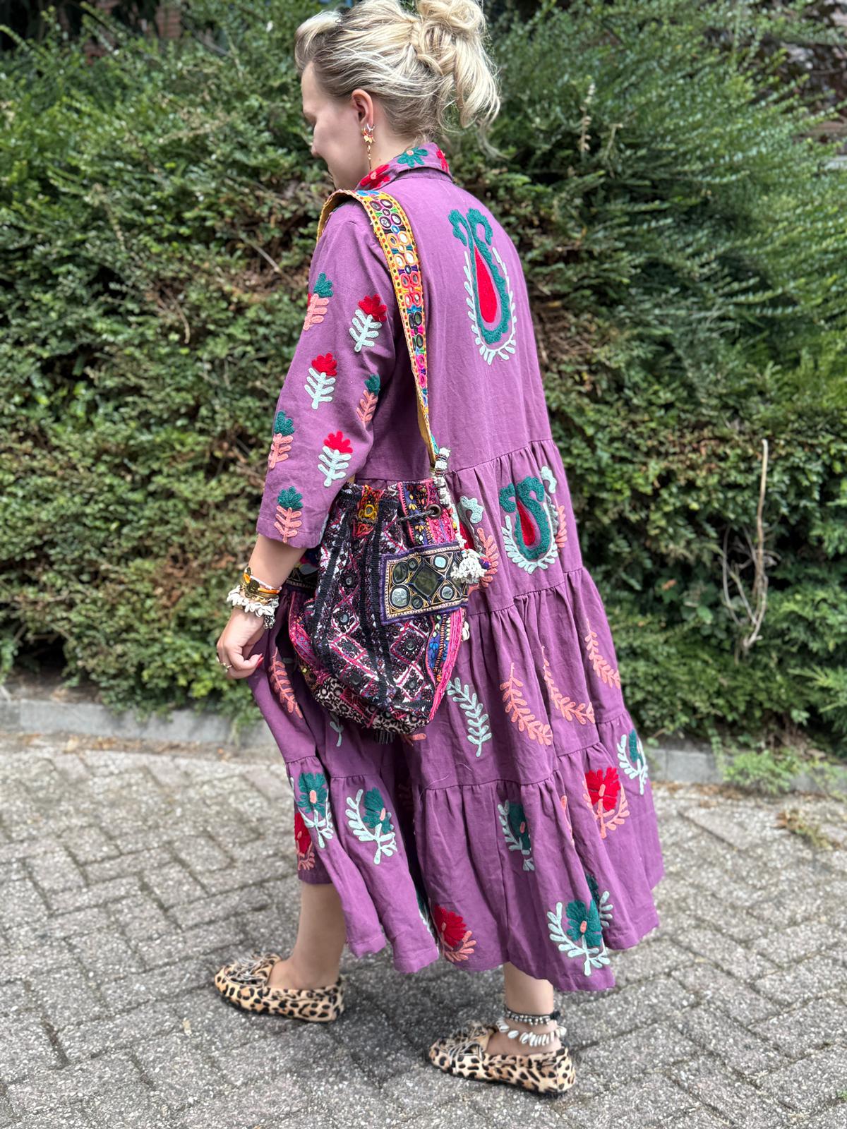 Embroidery jurk Purple