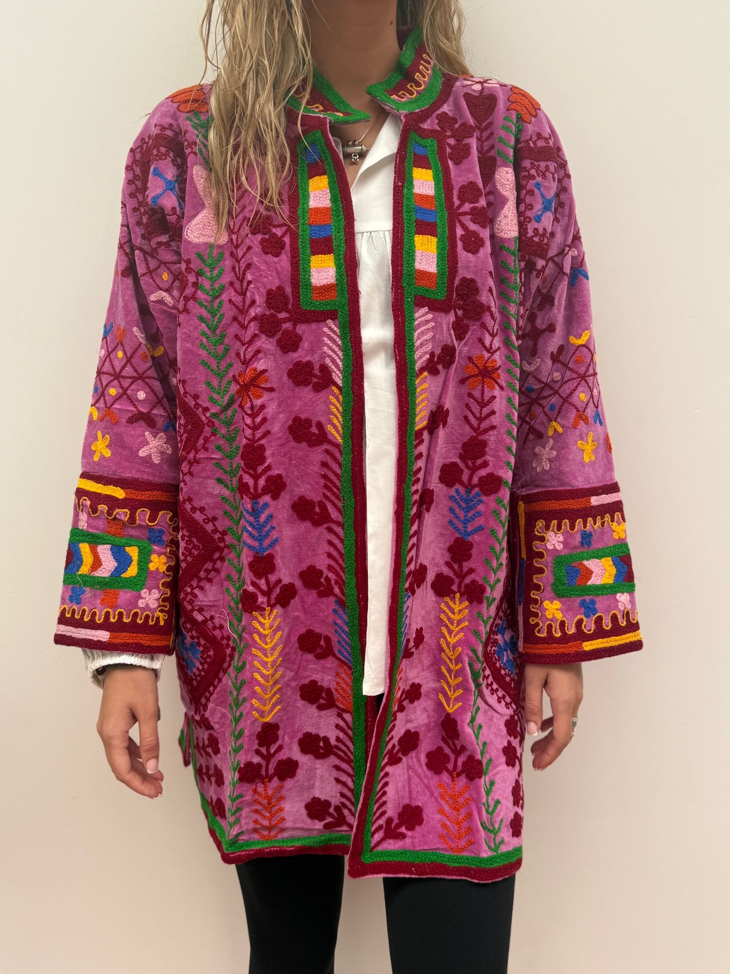 Medium Long cotton embroidery jas colorful