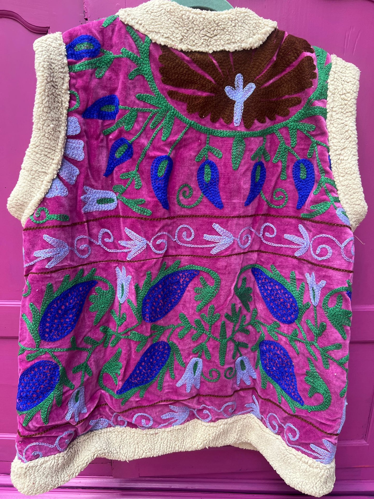 Velvet gilet teddy pink purple