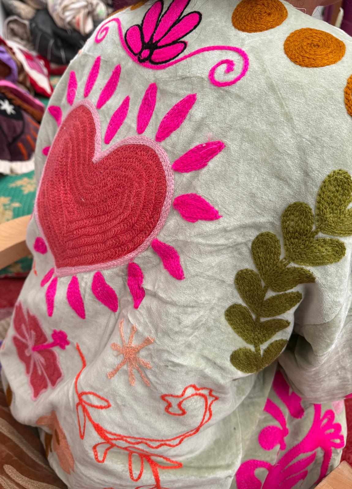 Velvet Jacket heart mint