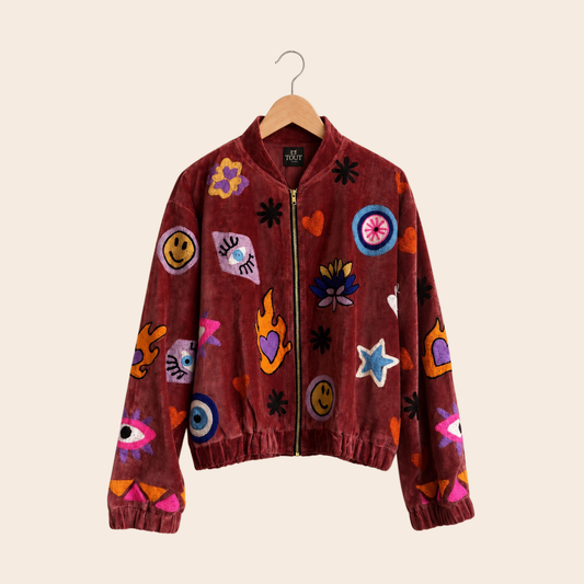 TOUT - Liv Bomber Velvet Bordeaux