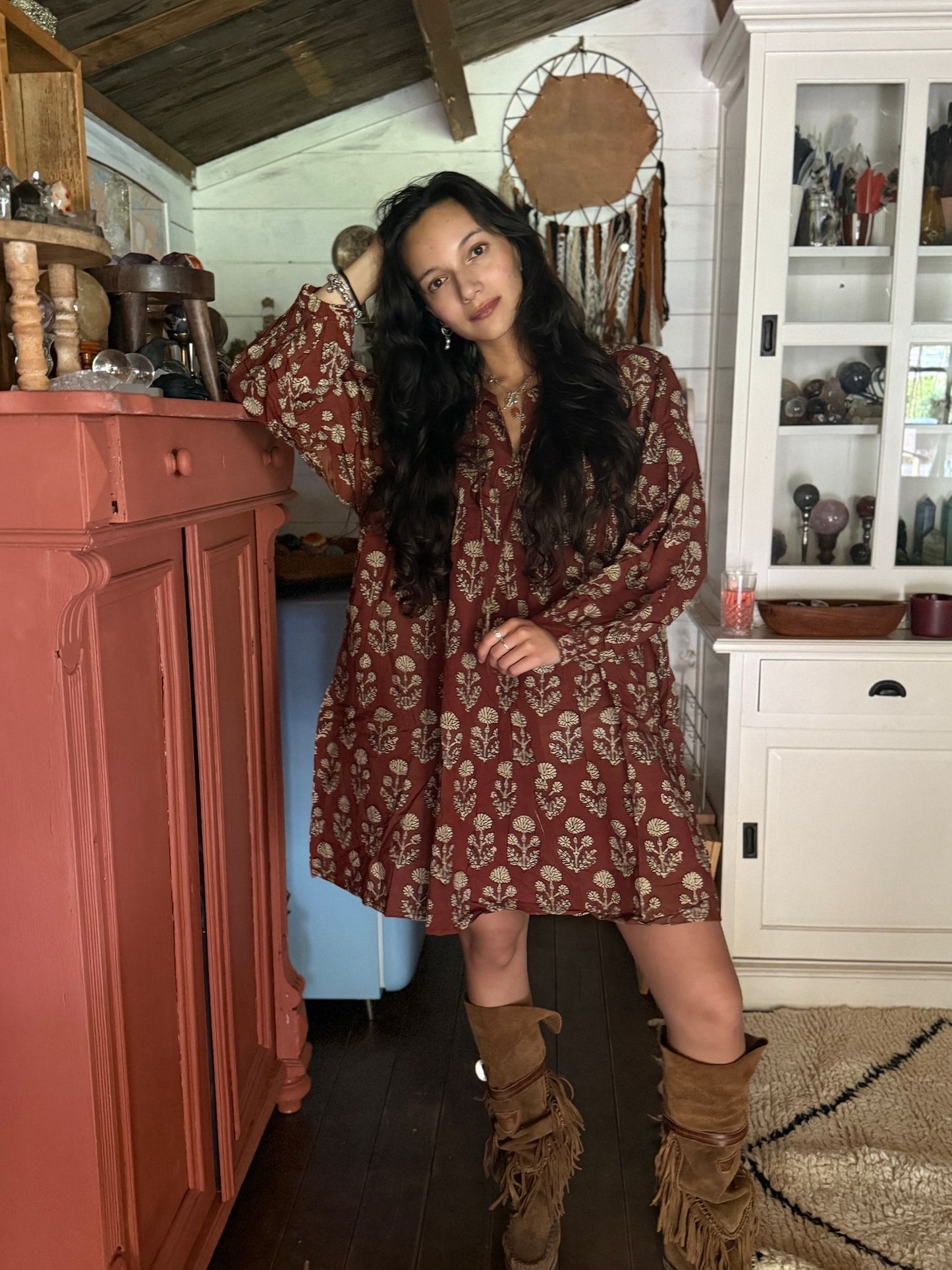 Blockprints jurk Brown