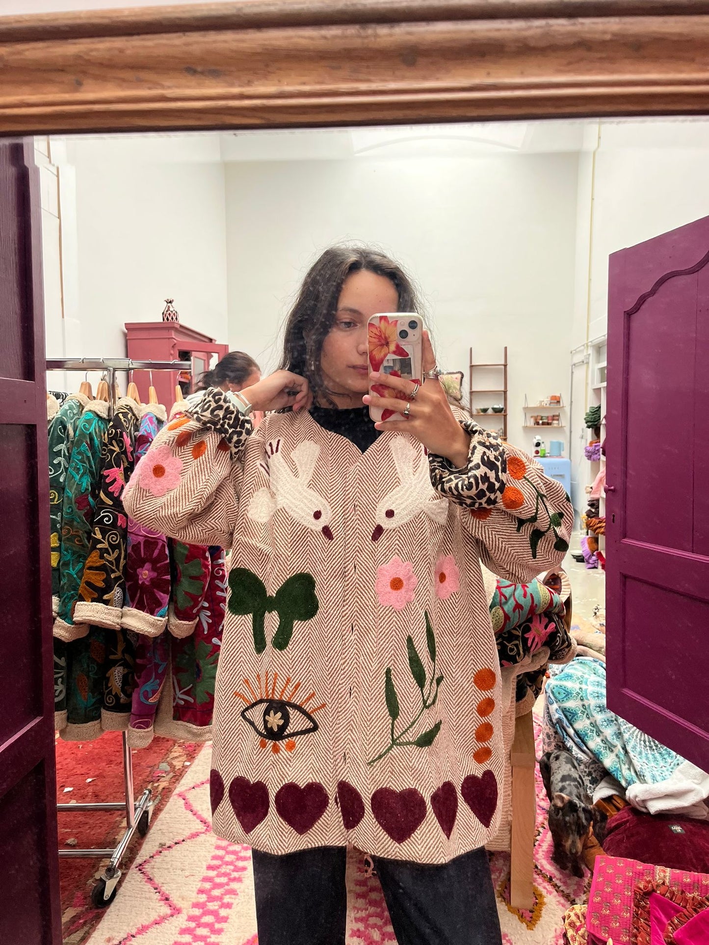 Tweed embroidery jacket birds