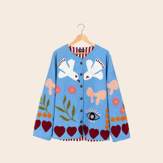 TOUT - Birds Jacket cotton Blue