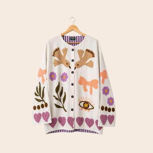 TOUT - Birds Jacket cotton white