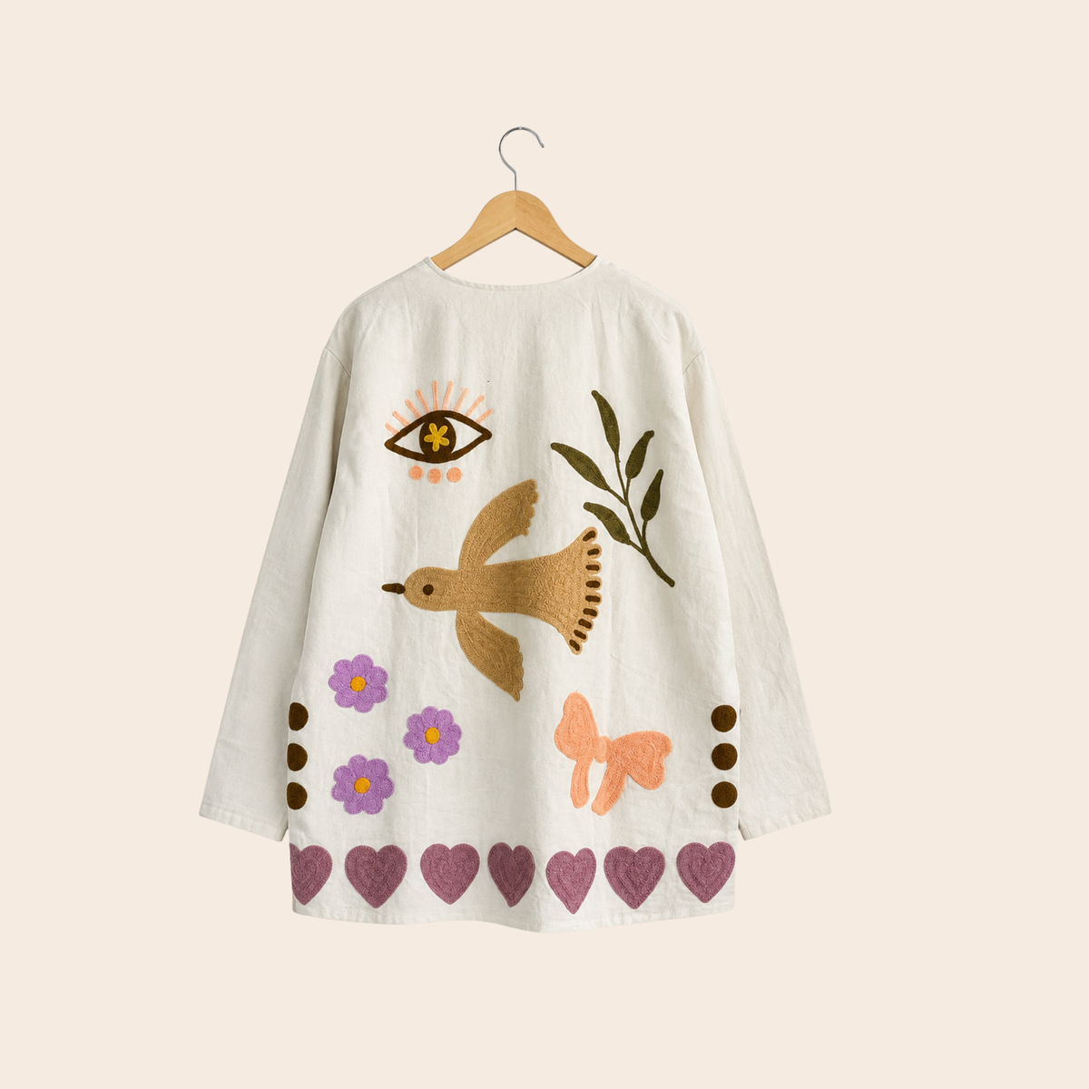 TOUT - Birds Jacket cotton white