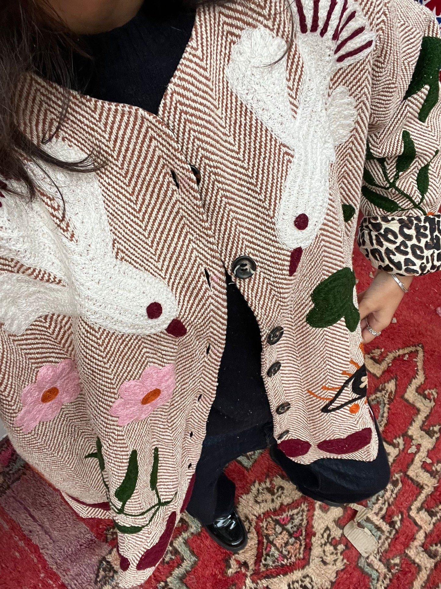 Tweed embroidery jacket birds