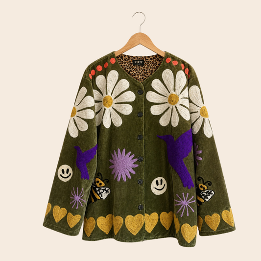 TOUT - Daisy Jacket Velvet green