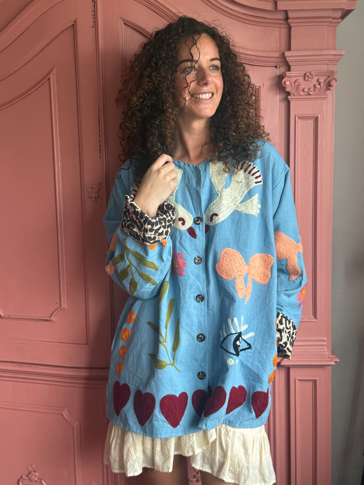 TOUT - Birds Jacket cotton Blue