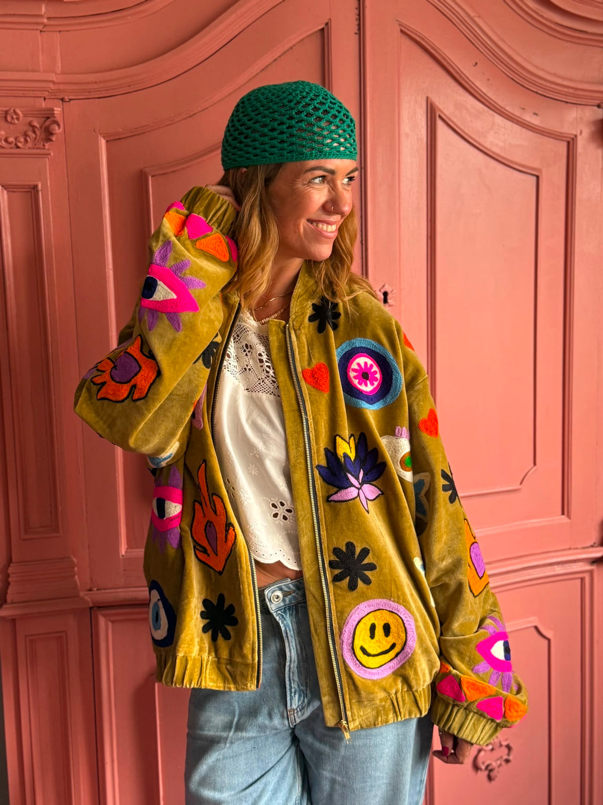 TOUT - Liv Bomber Velvet Olijfgroen UNISEX oversized