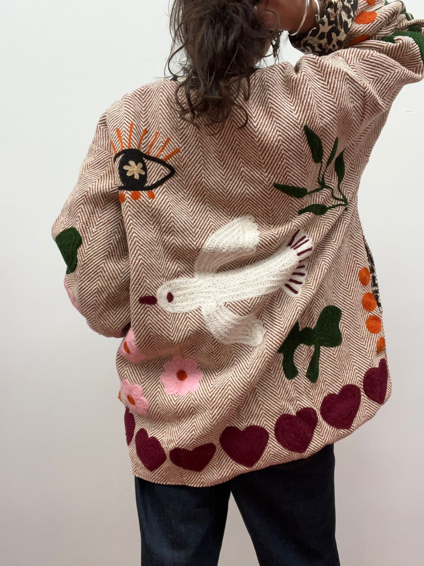 Tweed embroidery jacket birds