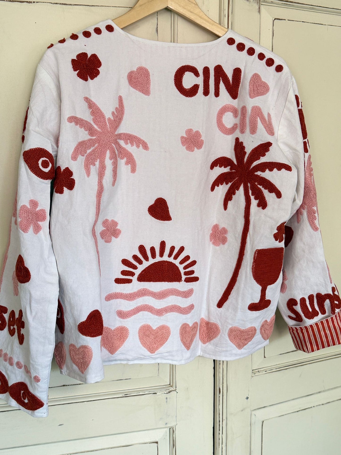 Cotton embroidery jacket CINCIN wit rozew