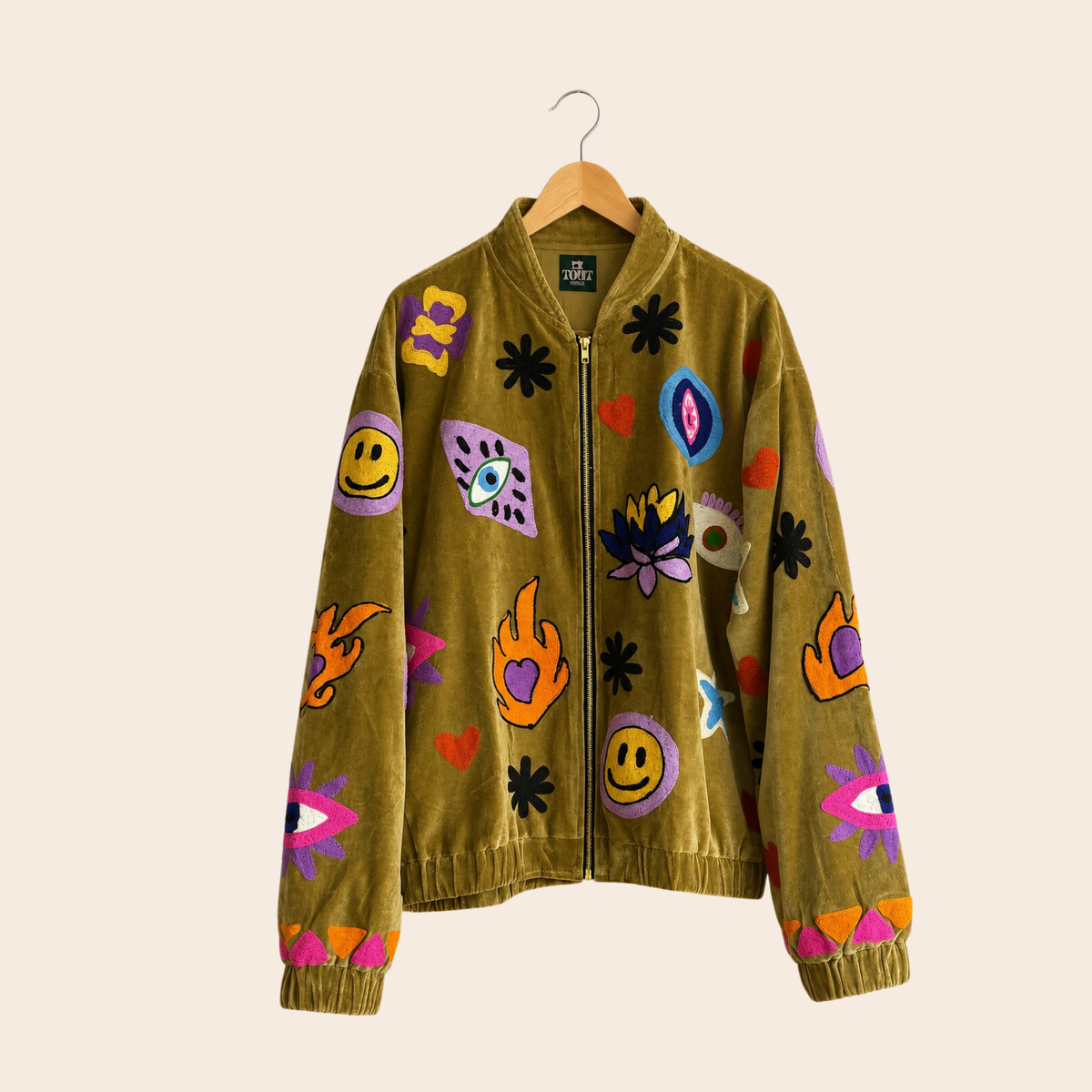 TOUT - Liv Bomber Velvet Olijfgroen UNISEX oversized