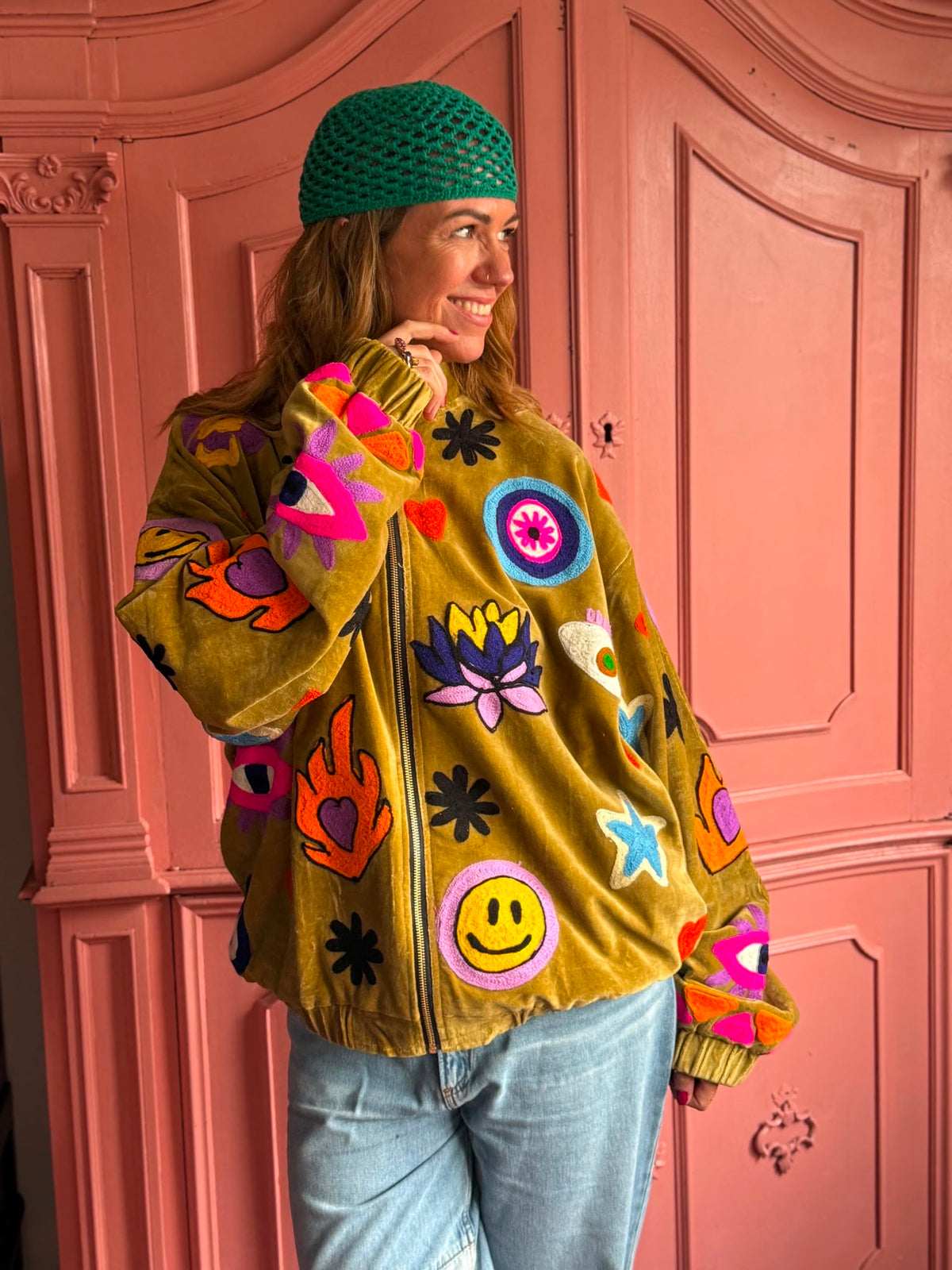 TOUT - Liv Bomber Velvet Olijfgroen UNISEX oversized