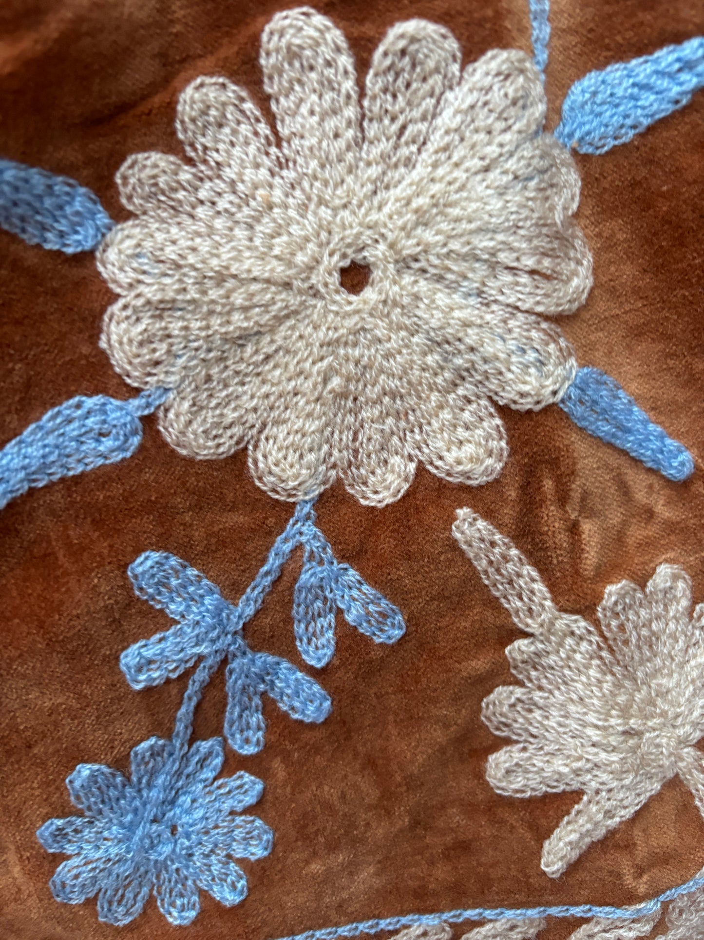 Set of 2 Suzani velvet  Gilet bruin blauw