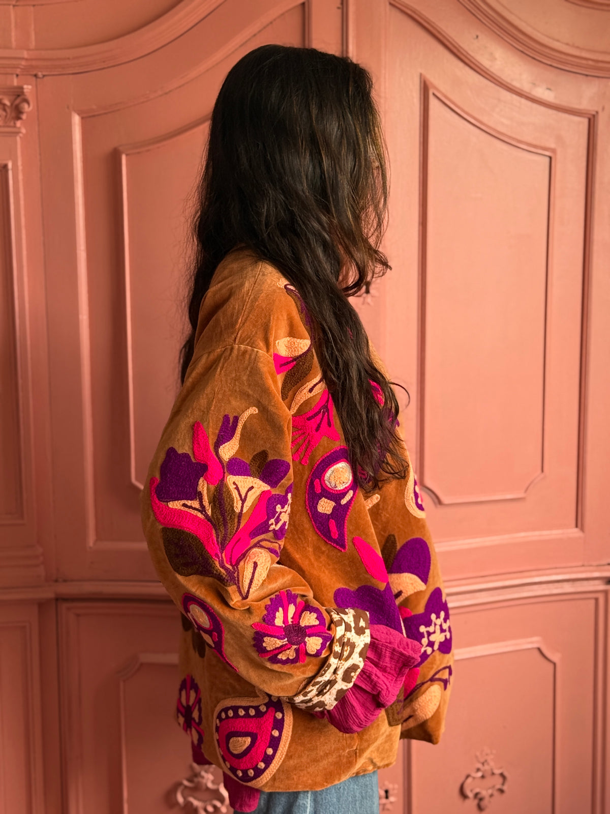 TOUT - Brown velvet Flower Jacket