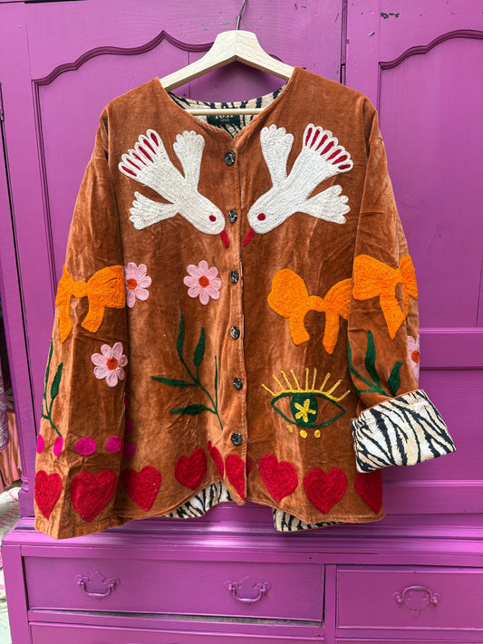 TOUT - Birds Jacket Velvet Roest