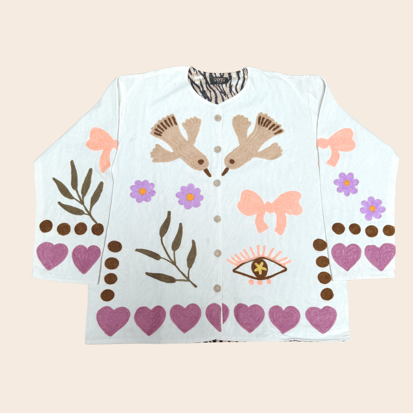 TOUT - Birds Jacket cotton white