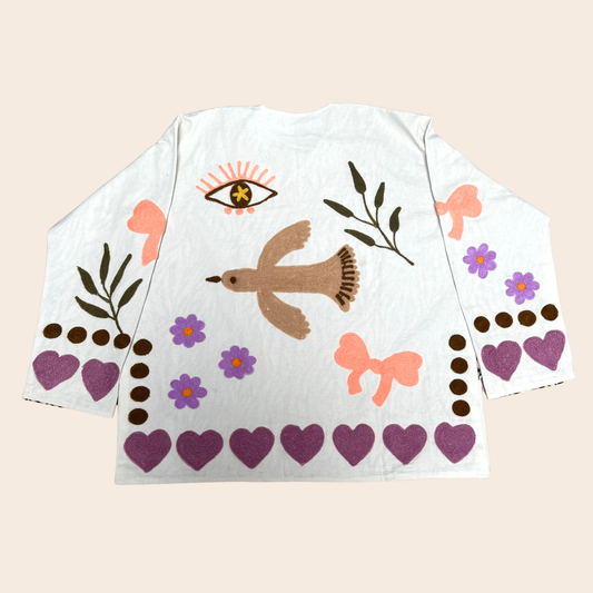 TOUT - Birds Jacket cotton white