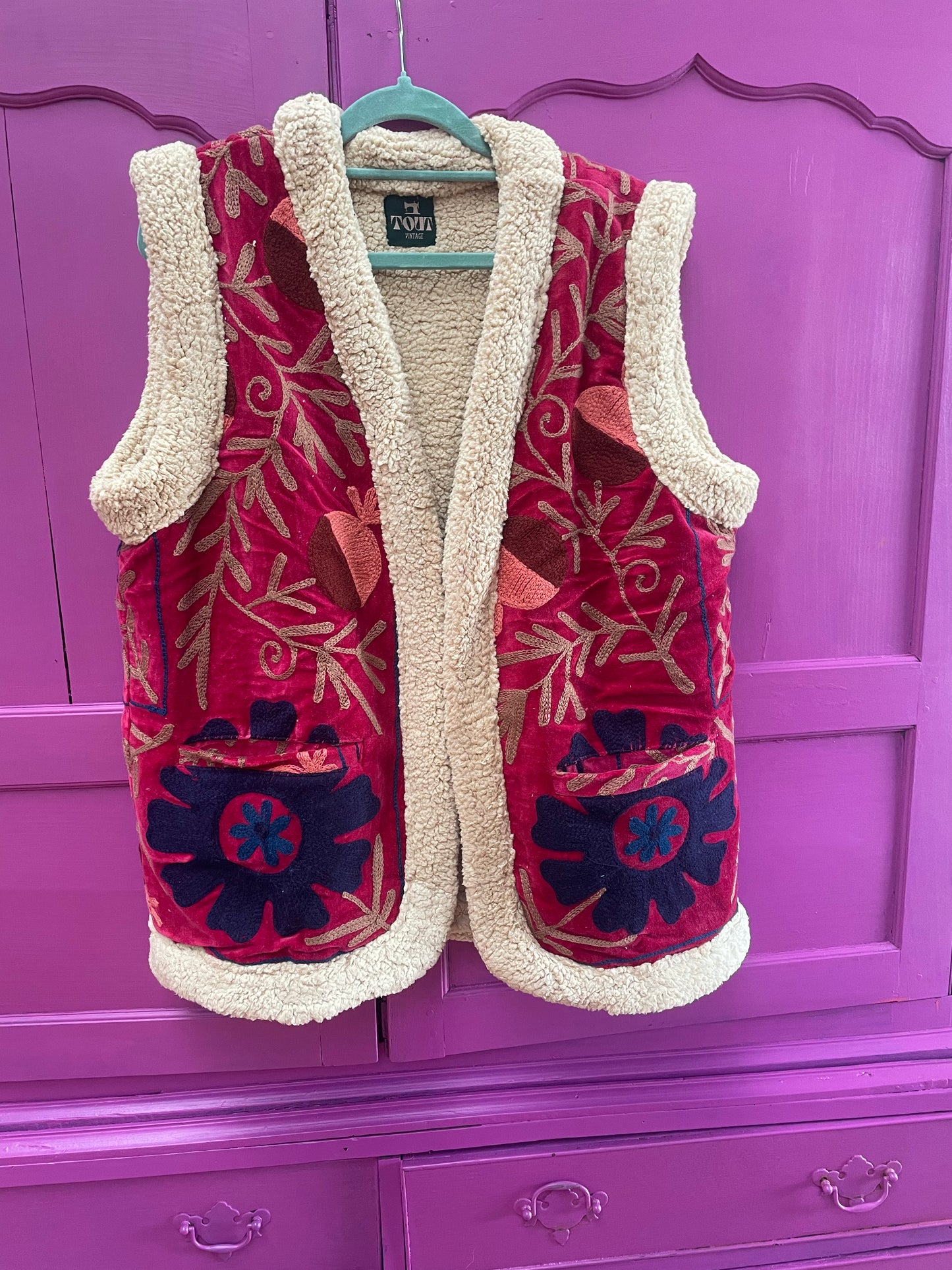 Velvet gilet fake fur Bes