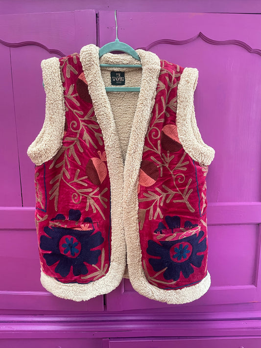 Velvet gilet fake fur Bes