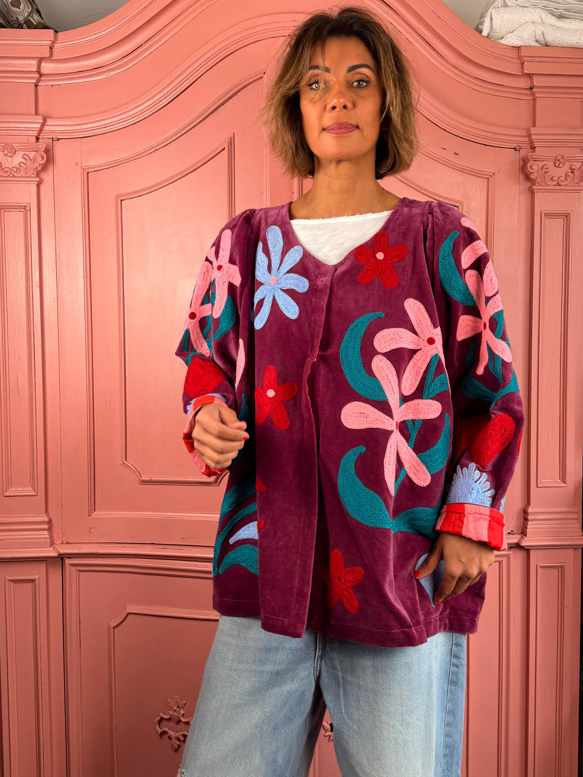 TOUT - Soof A-lijn Velvet jacket Plum pink