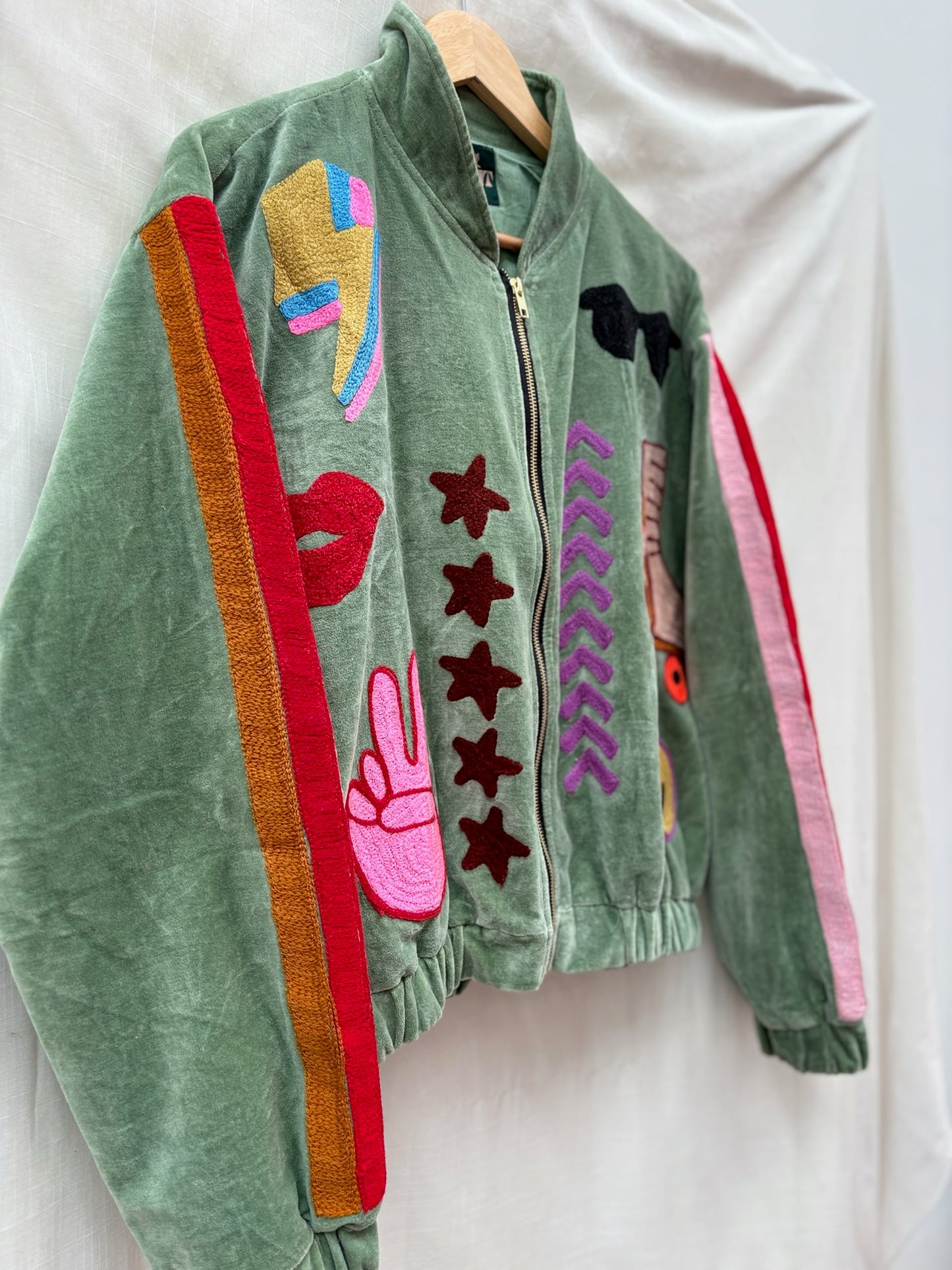 TOUT - Lola Bomber Velvet Green