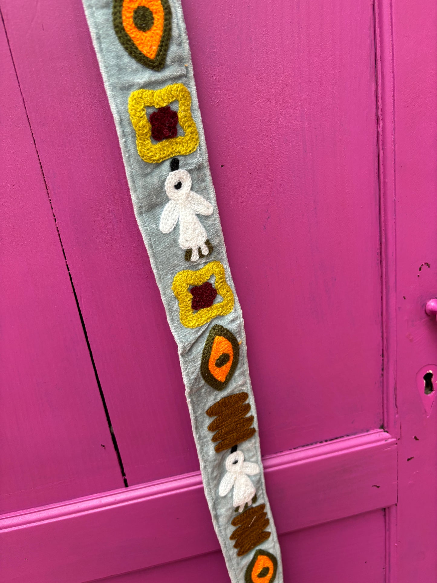 Velvet telefoon/tassenkoord Grijs