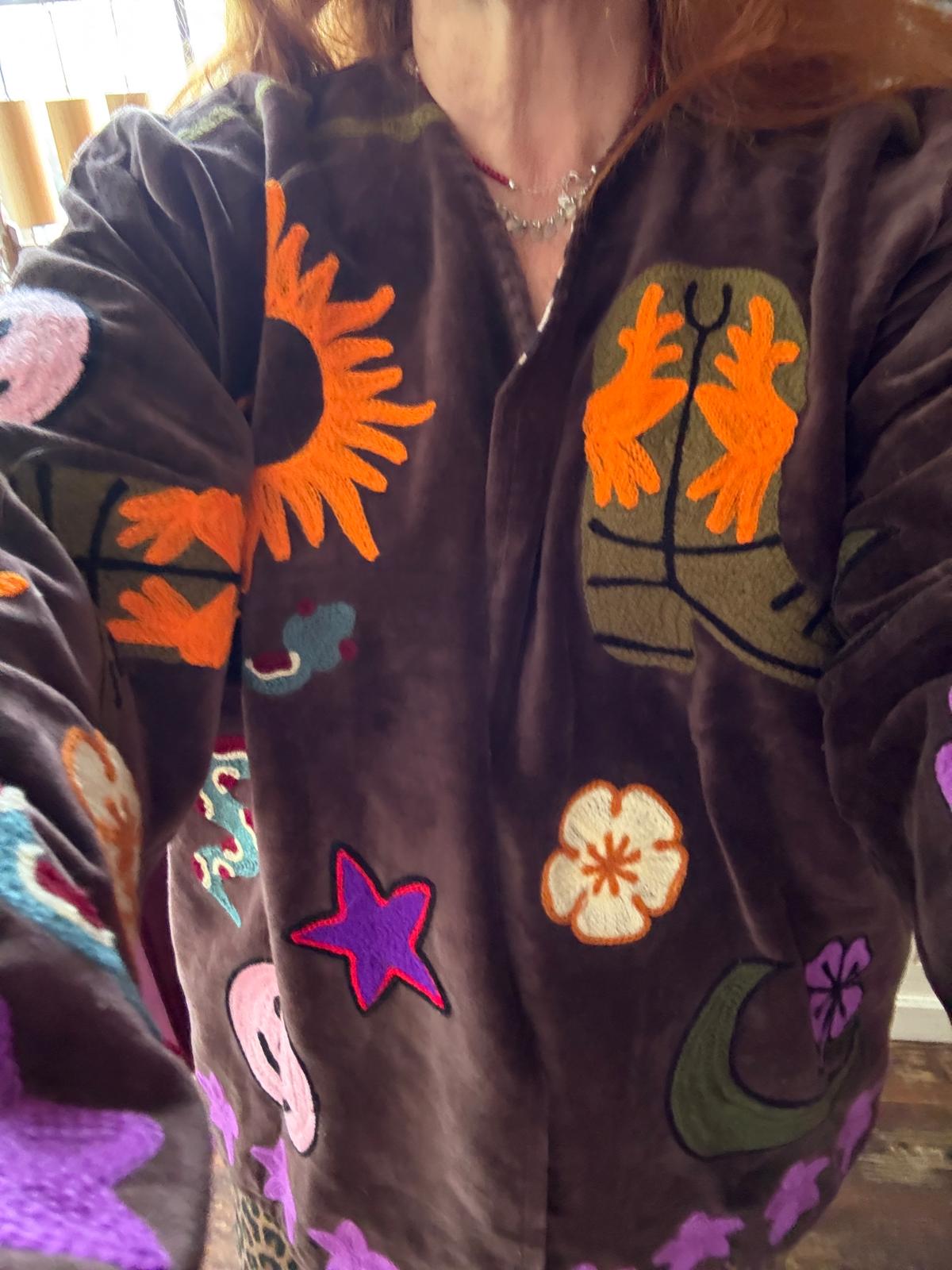 Velvet embroidery Ella jacket brown