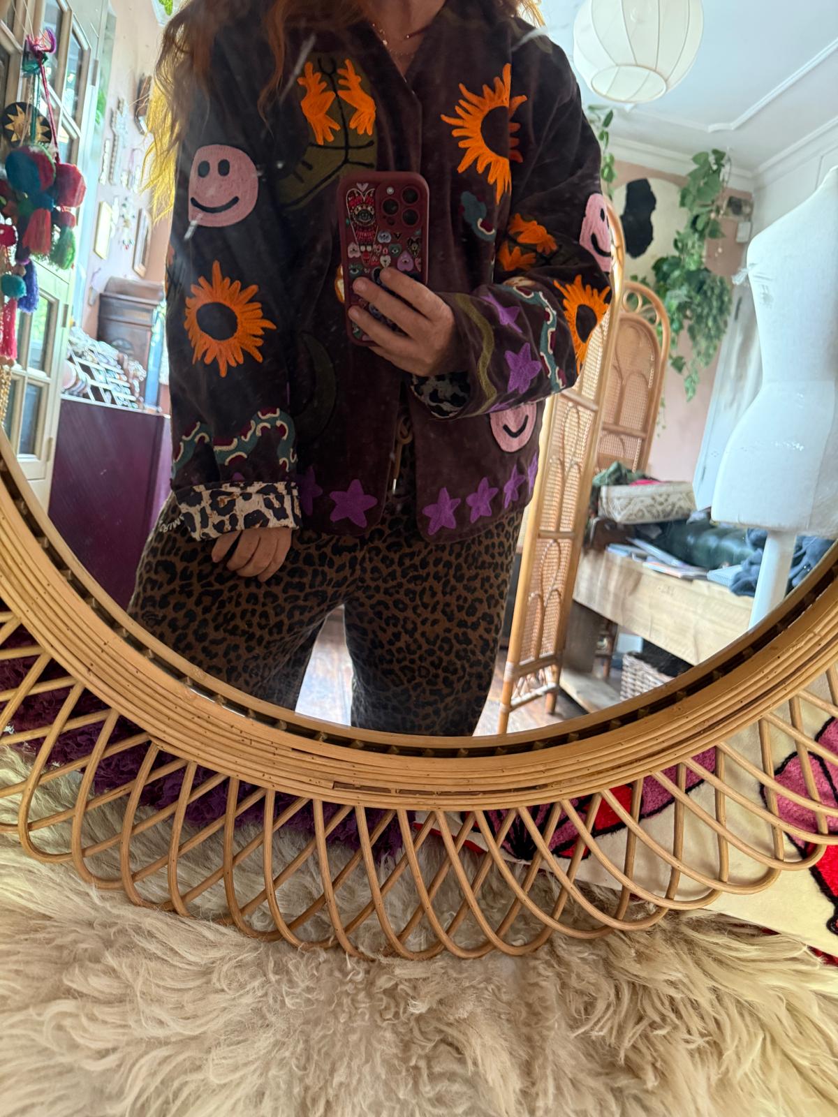 Velvet embroidery Ella jacket brown