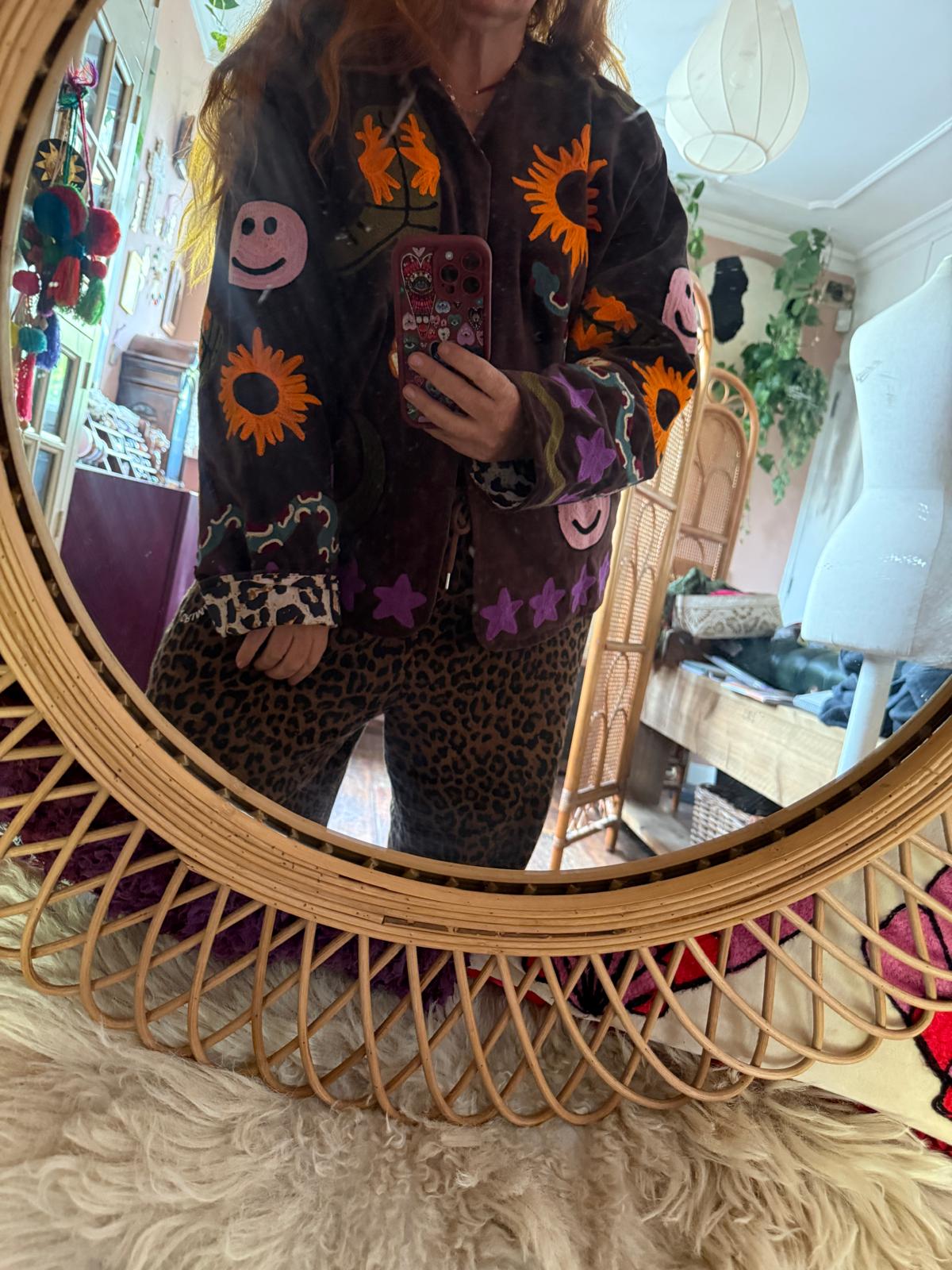 Velvet embroidery Ella jacket brown