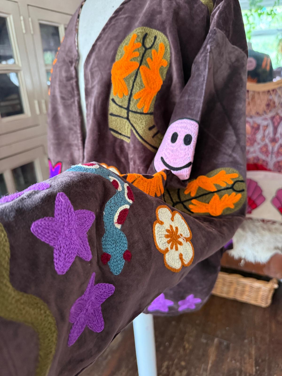 Velvet embroidery Ella jacket brown