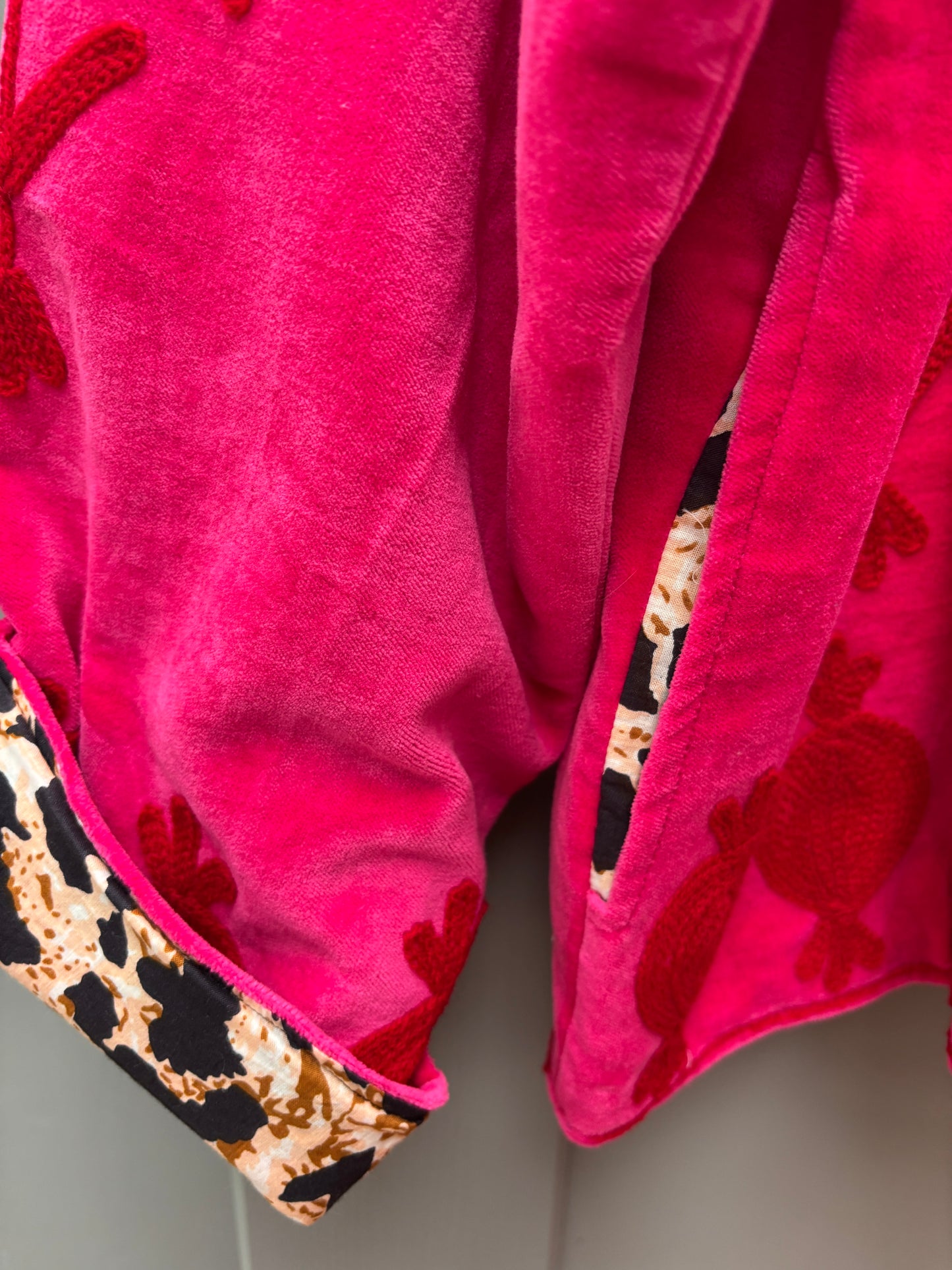 Velvet embroidery jacket Roze rood