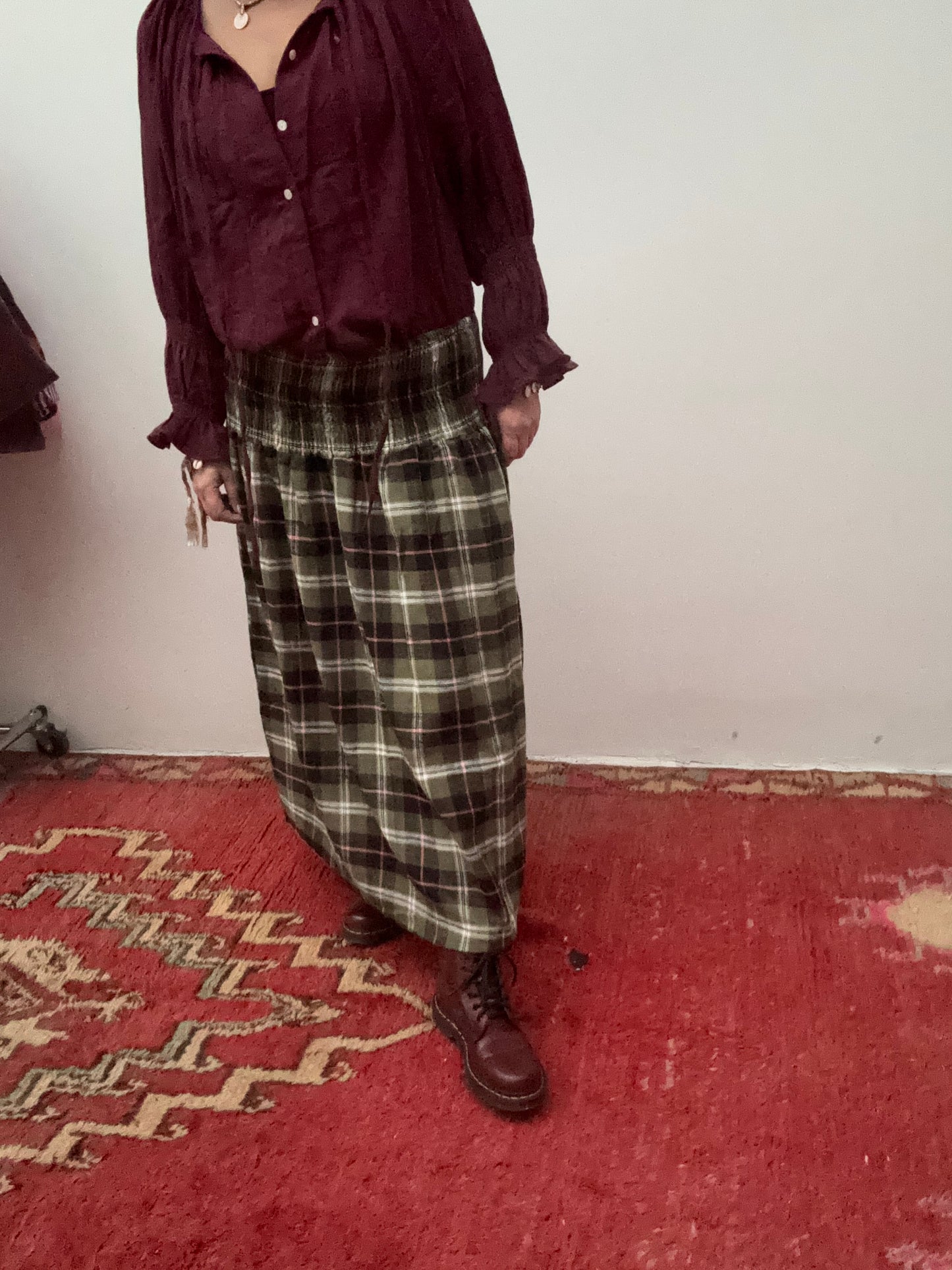 Set van 2 Blockprint maxi skirt green pink