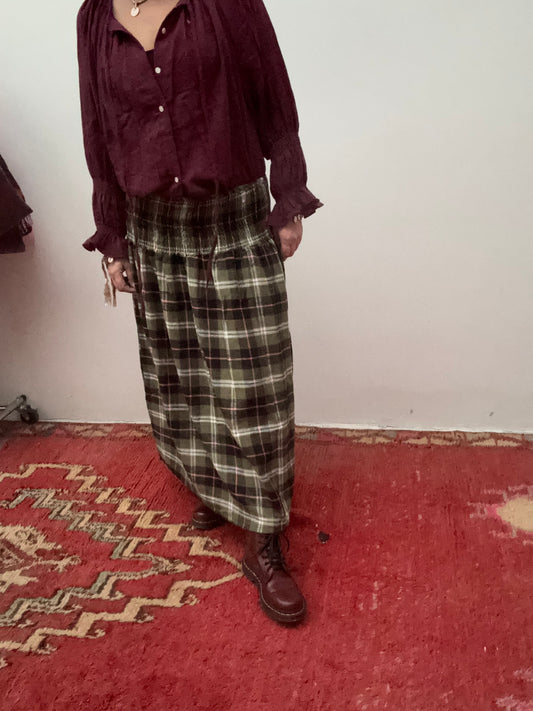 Set van 2 Blockprint maxi skirt green pink